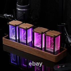 Nixie Tube Digital Clock Colorful DIY Wooden Alarm Desk Clock, Office Home Clock