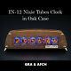 Nixie Tubes Clock On In-12 Oak Vintage Wooden Case Temp. F/c 12/24h Slot Machine
