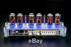 Nixie Tubes Clock on IN-18 in Big Acrylic Case with Columns