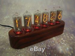 Nixie clock IN8-2 tubes Padouk case Jewel Series Monjibox with RGB LEDs