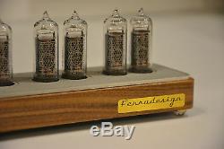 Nixie clock in handmade walnut case by Ferradesign. Rare USSR's IN14 tubes