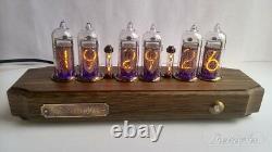 Nixie tube Clock with IN-14 in antique oak case from RetroNix
