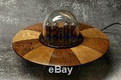 Nixie tube clock UFO style vintage lamp In 14 In-14 RGB illumination case oak