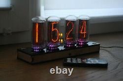 Nixie tube clock include 4x IN-18 tubes and plywood black case retro vintage