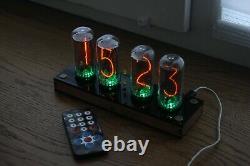 Nixie tube clock include 4x IN-18 tubes and plywood black case retro vintage
