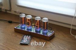 Nixie tube clock include 4x IN-18 tubes and wooden clear case new retro