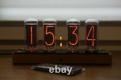 Nixie tube clock include 4x IN-18 tubes and wooden oak case new retro vintage