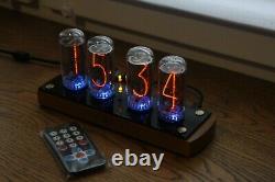 Nixie tube clock include 4x IN-18 tubes and wooden oak case new retro vintage