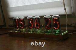 Nixie tube clock include IN-18 tubes and wooden clear case retro vintage