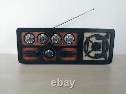 Nixie tube clock radio in wooden case with dekatron, Bluetooth, AUX, FM