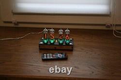 Nixie tube clock with 4x IN-14 tubes plywood black Remote Temperature