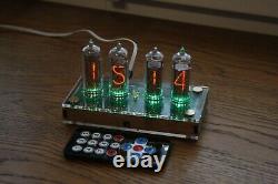 Nixie tube clock with 4x IN-14 tubes plywood clear Remote Temperature