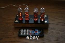 Nixie tube clock with 4x IN-14 tubes wooden black Remote Temperature