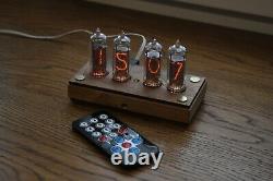 Nixie tube clock with 4x IN-14 tubes wooden case Remote Temperature