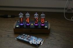 Nixie tube clock with 4x IN-14 tubes wooden case new Remote Temperature