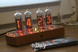 Nixie tube clock with 4x IN-14 tubes wooden case new clear Remote Temperature
