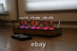 Nixie tube clock with 6pcs RFT Z570M tubes wooden black FINE 5 NOT UPSIDE DOWN 2