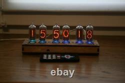 Nixie tube clock with IN-8-2 (fine 5) Desk plywood clear Remote Auto Temperature