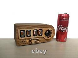 Nixie tube clock with a dekatron tube in wooden case Teak color