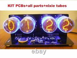 Nixie tubes clock DIY KIT with IN-4 Tube LED Blue Backlight Black PCB