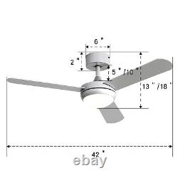 Nordic 42inch Dimmable Ceiling Fan with LED Light 2 in 1 Remote Control 3 Blades