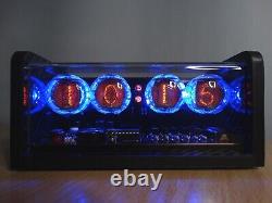 Numitronix nixie clock 4 Z560M tubes, carbon fiber case, blue LED, alarm, ZM1020