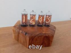 Olive wood Heptagon IN8 tubes Nixie Clock by Monjibox