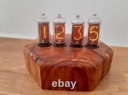 Olive wood Heptagon IN8 tubes Nixie Clock by Monjibox