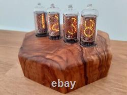 Olive wood Heptagon IN8 tubes Nixie Clock by Monjibox