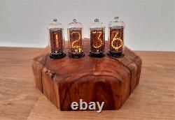 Olive wood Heptagon IN8 tubes Nixie Clock by Monjibox