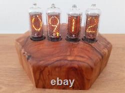 Olive wood Heptagon IN8 tubes Nixie Clock by Monjibox