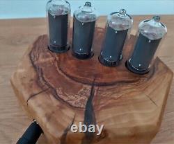 Olive wood Heptagon IN8 tubes Nixie Clock by Monjibox