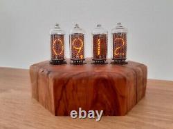 Olive wood Heptagon IN8 tubes Nixie Clock by Monjibox