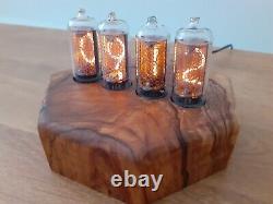 Olive wood Heptagon IN8 tubes Nixie Clock by Monjibox