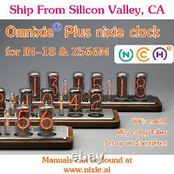 Omnixie Plus Nixie Tube Clock IN18 Z566M WIFI sync time wood case setup with phone