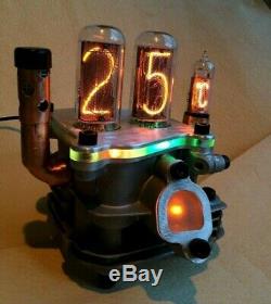 Original Engine parts Steampunk Clock Thermometer IN18 tubes by Monjibox Nixie