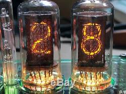 QTC+ Nixie Tube Clock, British Mullard ZM1080 Tubes Glass-Tint Plexi Case+PSU A