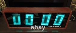RARE HUGE VFD Nixie Wooden Wall Clock ELEKTRONIKA 7-06k Soviet 80th Working