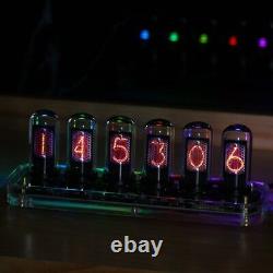 RGB LED Tube Clock Vintage Digital Nixie Clock 6 Bit Time Display Desk Clock