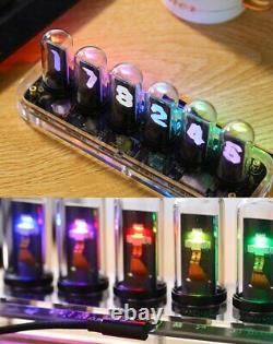 RGB LED Tube Clock Vintage Digital Nixie Clock 6 Bit Time Display Desk Clock