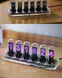 RGB LED Tube Clock Vintage Digital Nixie Clock 6 Bit Time Display Desk Clock