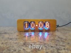Retro Handmade IN-12 Nixie Tube Clock in Wooden Case with RGB backlight