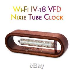 Retro Wooden / IV-18 VFD Nixie Tube Alarm Clock Voice WiFi Remote Control