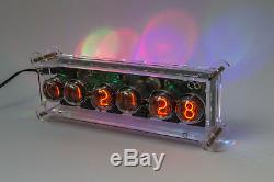 SONYA NIXIE IN-4 Tubes Desk Clock + Case + Power Supply + Remote + RGB + Effects