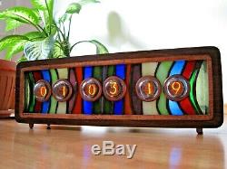 Stained Glass ZVAN by JoVitree artist Nixie Clock tubes Monjibox
