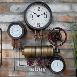 Steampunk Wall Clock Industrial Pipe Hanging Large Rustic Loft Decor Timepiece