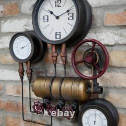 Steampunk Wall Clock Industrial Pipe Hanging Large Rustic Loft Decor Timepiece