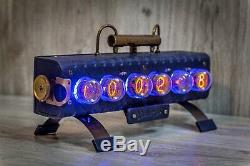 UNIQUE IN-4 Handmade Steampunk Nixie Clock IN-18 Z568M style leather #11