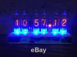 UPS Assembled Nixie Tubes Desk Clock and Calendar Vintage IN-16 x 6 Russian blue