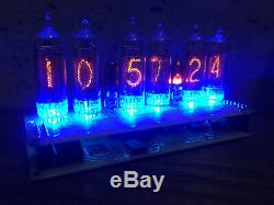 UPS Assembled Nixie Tubes Desk Clock and Calendar Vintage IN-16 x 6 Russian blue